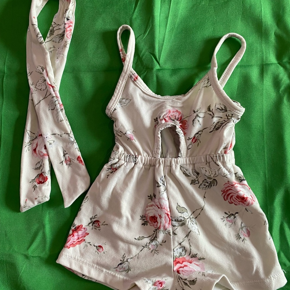 Floral Kids Romper with Belt